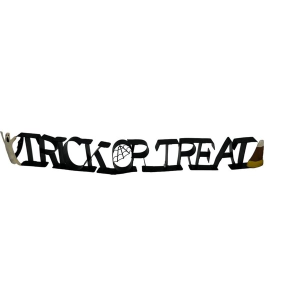 Trick Or Treat Halloween Mantle Decor Black Metal Decorative Sign - Picture 1 of 5